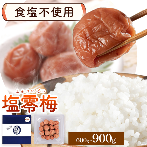 塩零梅 梅干し 紀州南高梅 食塩不使用 有限会社プラム 選べる内容量 600g 900g《30日以内に出荷予定(土日祝除く)》和歌山県 日高町 送料無料 梅 うめ ウメ 南高梅 紀州  2436145 - 和歌山県日高町