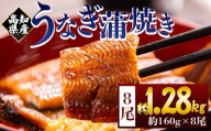 高知県産蒲焼きうなぎ １６０ｇ ８尾 計１２８０ｇ - 国産 鰻 ウナギ 養殖 かばやき タレ付き うな重 うな丼 たれ おつまみ スタミナ 土用の丑の日 うな丼 うな重 丼ぶり 一品 おかず うなぎ蒲焼 fb-0157
