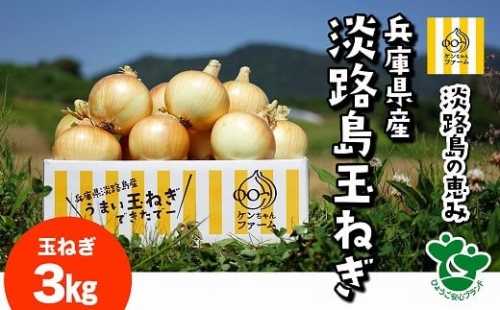 【ケンちゃんファーム】＼うまい玉ねぎできたでー／特別栽培玉ねぎ3キロ～ひょうご安心ブランド認証取得～
