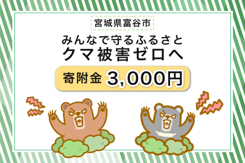 [返礼品なし]「クマによる人身被害等の発生防止へのご寄附 3千円」熊出没防止対策・環境整備へのご支援を｜東北 富谷 とみや 返礼品無し 寄附 寄付 被害防止 対策 安全確保 生活確保 熊 クマ くま [0359] 2439046 - 宮城県富谷市