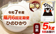 新米 令和7年産 【隔月6回定期便】 白米 ひのひかり 5kg 《お申し込み月の翌月から出荷開始》 熊本県産 無洗米 白米 精米 ひの 送料無料 熊本県 山江村 SDGs むせんまい 米 コメ こめ 国産
