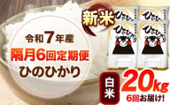 新米 令和7年産 【隔月6回定期便】 白米 ひのひかり 20kg 《お申し込み月の翌月から出荷開始》 熊本県産 無洗米 白米 精米 ひの 送料無料 熊本県 山江村 SDGs むせんまい 米 コメ こめ 国産
