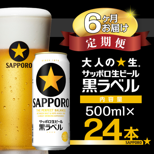 【6か月定期便】サッポロ ビール 黒ラベル 生ビール 500ml×24本 千葉県 船橋市 缶ビール お酒 6か月定期便 2442347 - 千葉県船橋市