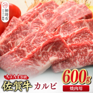 佐賀牛 カルビ 焼肉用 600g【A4～A5ランク】【希少 国産和牛 牛肉 肉 牛 焼肉】(H085206)