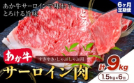 【6ヶ月定期便】あか牛 すきやき・しゃぶしゃぶ用 サーロイン肉 合計9kg 1回 500g×3パック 合同会社たべたせいか《お申し込みの翌月から出荷》赤牛 牛肉 肉 お肉 すきやき すき焼き しゃぶしゃぶ サーロイン 熊本県産 大津市 送料無料