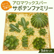 アロマワックスバー サボテンファミリー 9点セット ( スイートオレンジ / 緑色 ) アロマ キャンドル リラックス リラクゼーション 癒し 香り 香水 フレグランス 芳香 質の高い 睡眠 抗菌作用 空気清浄 サボテン さぼてん マスコット インテリア 雑貨