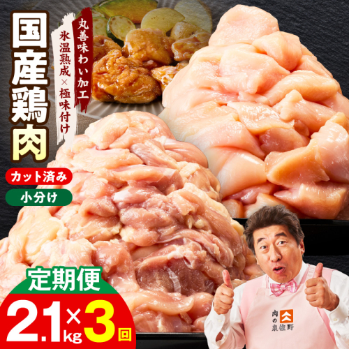 【カット済み】国産 鶏肉セット 定期便 2.1kg（もも ＆ むね） 全3回【氷温熟成×極味付け 小分け 鶏肉 とり 簡単調理 唐揚げ 親子丼 冷凍 毎月配送コース】 mrzZ043 2445638 - 大阪府泉佐野市