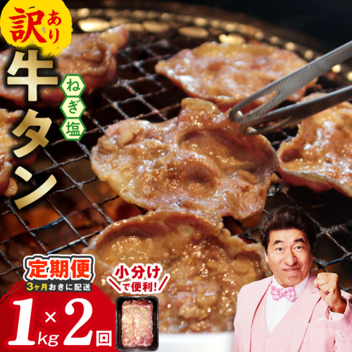 【分けて届く定期便】ねぎ塩 牛たん（成型）合計 1kg 小分け 250g×4【牛タン 牛肉 焼肉用 薄切り 訳あり サイズ不揃い 全2回】 G4767 2445806 - 大阪府泉佐野市
