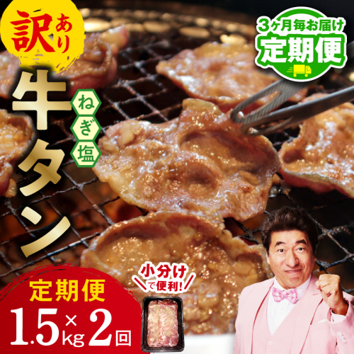 【定期便】ねぎ塩 牛たん（成型）合計 1.5kg 小分け 250g×6【牛タン 牛肉 焼肉用 薄切り 訳あり サイズ不揃い 2026年3月＆6月発送 全2回】 099Z436 2445809 - 大阪府泉佐野市