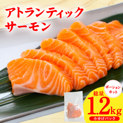【スピード発送】アトランティックサーモン 1.2kg【小分け ポーション 柵切り 刺身 魚介 海鮮 さーもん 生食 訳あり サイズ不揃い】 G3561 2446115 - 大阪府泉佐野市