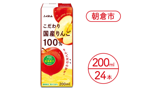 リンゴジュース こだわり国産りんご 100％ 200ml×24本 りんごジュース ジュース 紙パック 2446443 - 福岡県朝倉市