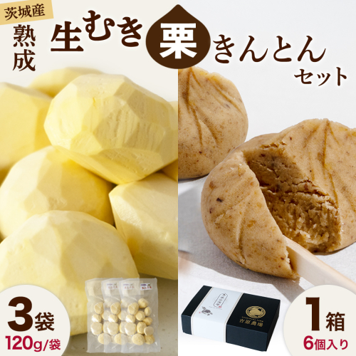 【 吉原農場 の 完熟栗 】 熟成 生むき栗 3袋・栗きんとん 1箱 セット 令和7年産 栗の深雫 完熟  むき栗 くり クリ 栗ごはん おかし お菓子 果物 フルーツ 数量限定 旬 秋 冬 正月 おせち [CX024ci] 2447833 - 茨城県筑西市