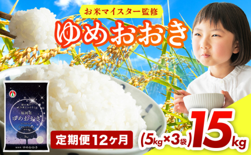 【12ヶ月定期便】令和7年産 福岡県産米100％使用！大木町 ゆめおおき 15kg ※北海道・沖縄・離島は配送不可 CY007sub12 2447858 - 福岡県大木町