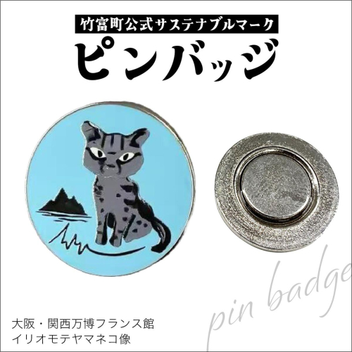 竹富町公式サステナブルマークピンバッジ【ブルー】（マグネットタイプ）｜大阪・関西万博フランス館イリオモテヤマネコ像 2453852 - 沖縄県竹富町