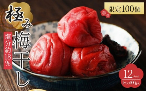 【2026年1月下旬より発送】極み梅干し 塩分約18％ 100ｇ 12パック入り 限定100個 2453932 - 宮城県角田市