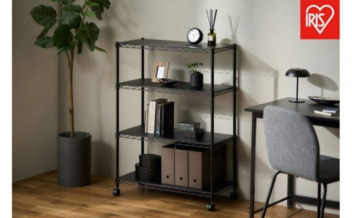 カラーメタルラック　ウッドボード付き CMM-75104B ブラック 2454651 - 宮城県角田市