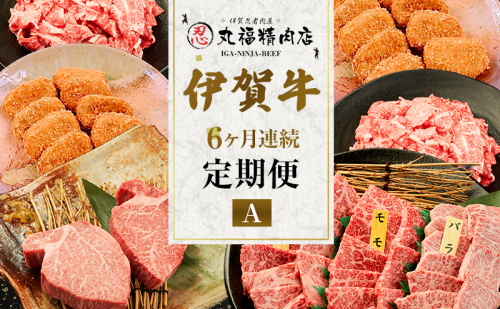 伊賀牛 6ヶ月連続お届け 定期便 A [ 伊賀忍者ビーフ 切り落とし コマ肉 ×2  コロッケ ミンチボール ×2 ヒレ ステーキ 焼肉 3種 ] 丸福精肉店 牛肉 高級 和牛 肉 伊賀牛肉 伊賀 人気 自宅用 グルメ お取り寄せ 誕生日 お祝い ご馳走 パーティー 2454987 - 三重県名張市