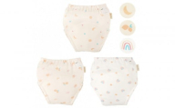 【110サイズ】「おねむうパンツ」4重トレーニングパンツ3枚セット・C（ムーンスター、レモン、虹）
