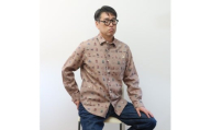 CLOFT 長袖プリントシャツ ”チェアー家具” 綿麻ツイル M 新宿区 長袖 シャツ オリジナル 柄 アート チェアー 上質 縫製 プレゼント 贈り物 柄シャツ 0139-011-S07-1