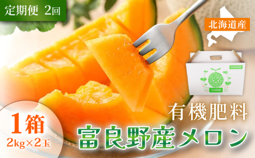 【定期便2ヵ月】糖度15度以上 赤肉メロン 富良野産 特秀品メロン 2kg×2玉 1箱 計4kg×全2回｜北海道富良野市 7～8月発送 贈答用 ギフト プレゼント メロン 赤肉メロン 富良野メロン 果物 フルーツ とろける甘さ 夏季限定 2456414 - 北海道富良野市