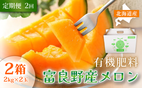 【定期便2ヵ月】糖度15度以上 赤肉メロン 富良野産 特秀品メロン 2kg×2玉 2箱 計8kg×全2回｜北海道富良野市 7～8月発送 贈答用 ギフト プレゼント メロン 赤肉メロン 富良野メロン 果物 フルーツ とろける甘さ 夏季限定 2456415 - 北海道富良野市