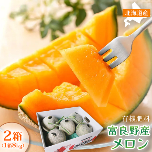 【糖度15度以上 赤肉メロン】富良野産 メロン 8kg サイズいろいろ 2箱｜北海道富良野市 7～8月発送 ご褒美 シェア プレゼント メロン 赤肉メロン 富良野メロン 果物 フルーツ 甘い 夏季限定 2456417 - 北海道富良野市