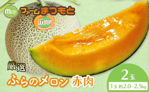 【2026年夏発送】厳選ふらのメロン 赤肉 2玉（計4kg以上）糖度15度以上 [ファームまつもと] メロン 赤肉メロン フルーツ 果物 新鮮 甘い 贈り物 ギフト ジューシー ブランドメロン 夏 北海道 富良野 2456475 - 北海道富良野市