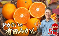 タカじいの 有田 みかん 5kg （良品 大玉 3L） / 温州みかん 有田みかん 甘い 家庭用 和歌山 柑橘 ※1月順次発送【krs004-cl-5-1】