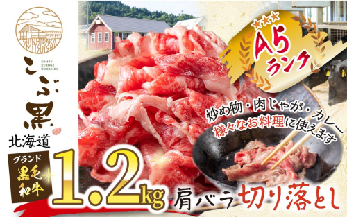 北海道産 黒毛和牛 こぶ黒 A5切り落とし 1.2kg ( 400g × 3パック ) 黒毛和牛 A5 和牛 牛肉 切り落とし 2457191 - 北海道新ひだか町