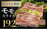 B576 【12回定期便】 長崎県産 豚肉 モモスライス 1.6kg (400g×4) 総計19.2kg 定期便 小分け 冷凍 豚肉 しゃぶしゃぶ すき焼き ぶたにく 国産豚 12回 定期便