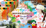 スパリゾート ハワイアンズ　宿泊ゴルフプラン 施設利用券50,000円分（5,000円分×10枚）＋【7年保存可能】永谷園主食ご飯セット　フリーズドライご飯12食入り　長期保存 ごはん ご飯 非常食 地震　避難 持ち運び 緊急　災害 | 利用チケット 入場券 ホテルハワイアンズ モノリスタワー ウイルポート フラダンス プール スパ 福島県 いわき市 マウナヴィレッジ ゴルフコース | ZZ028