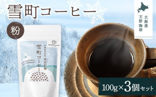 雪町コーヒー 粉（100g）3個セット 自家焙煎 低温貯蔵 エチオピア 北海道 沼田町 n-0125 2458207 - 北海道沼田町