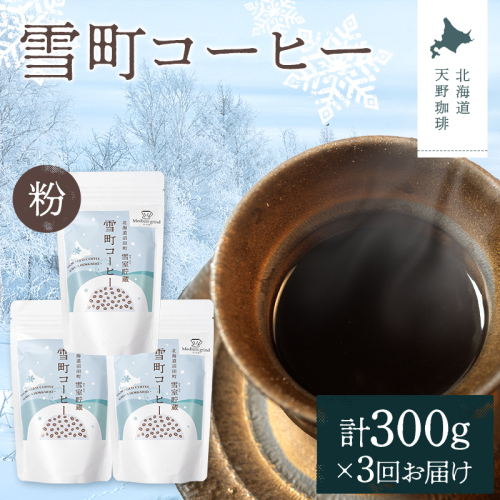 【定期便】雪町コーヒー 粉（100g）3個セット×3回 自家焙煎 低温貯蔵 エチオピア 北海道 沼田町 n-0126 2458208 - 北海道沼田町