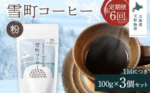 【定期便】雪町コーヒー 粉（100g）3個セット×6回 自家焙煎 低温貯蔵 エチオピア 北海道 沼田町 n-0127 2458209 - 北海道沼田町