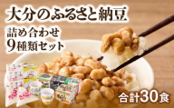 大分のふるさと納豆 詰め合わせ9種類セット 食べ比べ 合計30食 9種 パック納豆 カップ納豆 くろめ しいたけ 葱 梅 大葉 ジェノベーゼ 冷蔵 国産 大分県特産品 K05005