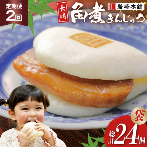 BJ014 岩崎本舗 【2回定期便】長崎角煮まんじゅう 12個入 (袋) [長崎県 島原市] 2459120 - 長崎県島原市