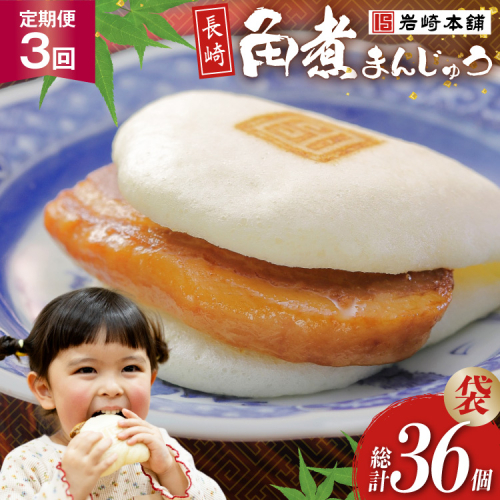 BJ015 岩崎本舗 【3回定期便】長崎角煮まんじゅう 12個入 (袋) [長崎県 島原市] 2459122 - 長崎県島原市