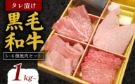 タレ漬け 黒毛和牛 5~6種 焼肉セット 1kg 肉よし 黒毛和牛 冷凍 牛 味付け肉 牛 牛肉 お肉 肉 赤身 A5ランク たれ漬け 焼肉 厳選 精肉店 惣菜 おかず 霜降り お弁当 お取り寄せ グルメ ギフト プレゼント 贈答品 お礼の品 奈良県 奈良市 なら 20-063