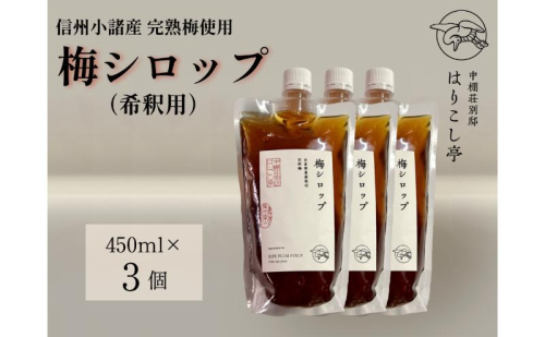 信州小諸産梅シロップ（希釈用）450g×3個　中棚温泉　長野　信州　小諸 2460603 - 長野県小諸市