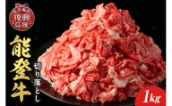 【和牛セレブ】能登牛 切り落とし 1kg wa111-042