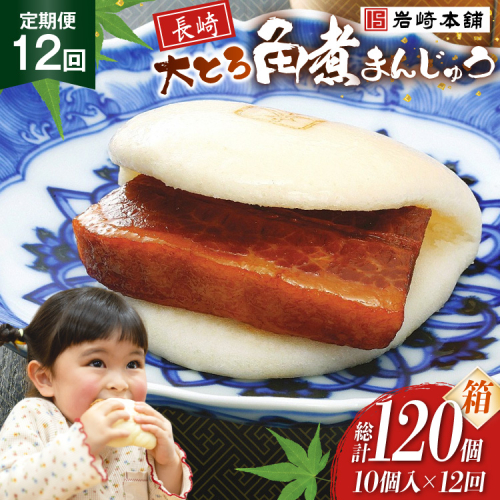 BJ056 岩崎本舗 【12回定期便】大とろ角煮まんじゅう 10個入 (箱) [長崎県 島原市] 2461048 - 長崎県島原市