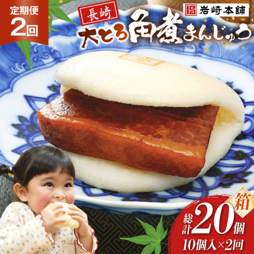BJ053 岩崎本舗 【2回定期便】大とろ角煮まんじゅう 10個入 (箱) [長崎県 島原市] 2461051 - 長崎県島原市