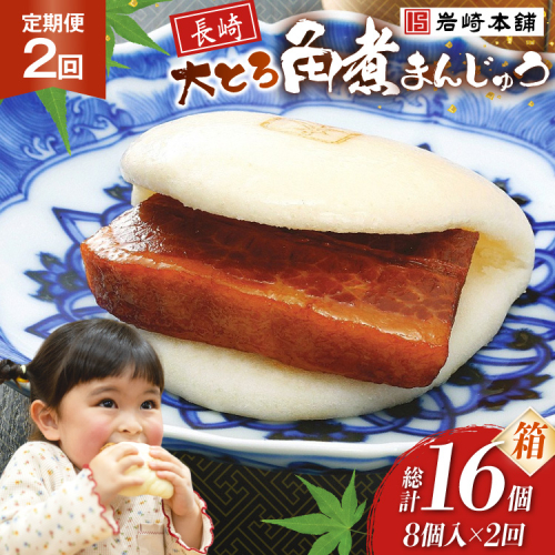 BJ049 岩崎本舗 【2回定期便】大とろ角煮まんじゅう 8個入 (箱) [長崎県 島原市] 2461055 - 長崎県島原市