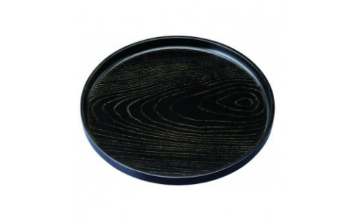 丸盆 30cm 金彩 黒ケヤキ杢 ノンスリップ ［YG438］ 2461074 - 和歌山県上富田町