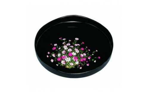 丸盆 梅型山道盆 黒 コスモス（金蒔絵） ［YG449］ 2461085 - 和歌山県上富田町