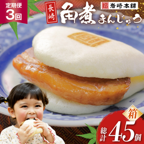 BJ035 岩崎本舗 【3回定期便】長崎角煮まんじゅう 15個入 (箱) [長崎県 島原市] 2461392 - 長崎県島原市