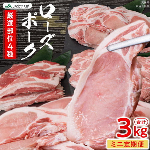 【 厳選 4部位 】至福 の ローズポーク 定期便 ( ミニコース ) ブランド豚 銘柄豚 豚肉 豚 肉 お肉 にく ロース 生姜焼き しゃぶしゃぶ 焼肉 バーベキュー 厚切り とんかつ ポークソテー トンテキ ギフト 贈答 贈り物 茨城県産 茨城県共通返礼品 [AE081ci] 2461542 - 茨城県筑西市