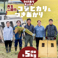 【訳あり】 再生 二期作 コシヒカリ 精米 5kg ＆ つきあかり 精米 5kg 令和7年産 再生二毛作 米 お米 コメ 白米 茨城県 新生活 応援 [EX011ci]