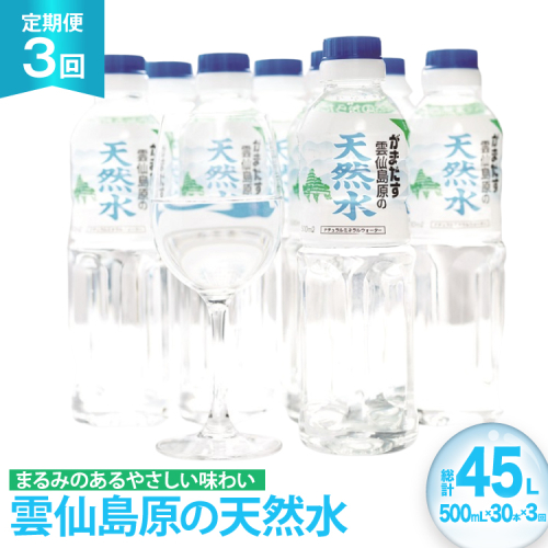 AJ615 山崎本店酒造場 【3回定期便】 雲仙島原の天然水 500mL 30本 計15L [ 水 ペットボトル 天然水 おいしい 備蓄 日用品 大容量 定期便 定期 名水百選 軟水 長崎県 島原市 ] 2462558 - 長崎県島原市