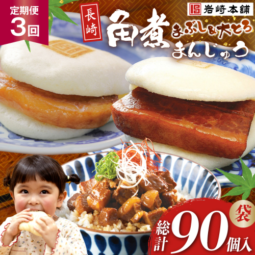 BJ110 岩崎本舗 【3回定期便】長崎角煮まんじゅう 10個入 (袋)・大とろ角煮まんじゅう 10個入 (袋)・角煮まぶし 10袋 [長崎県 島原市] 2462577 - 長崎県島原市